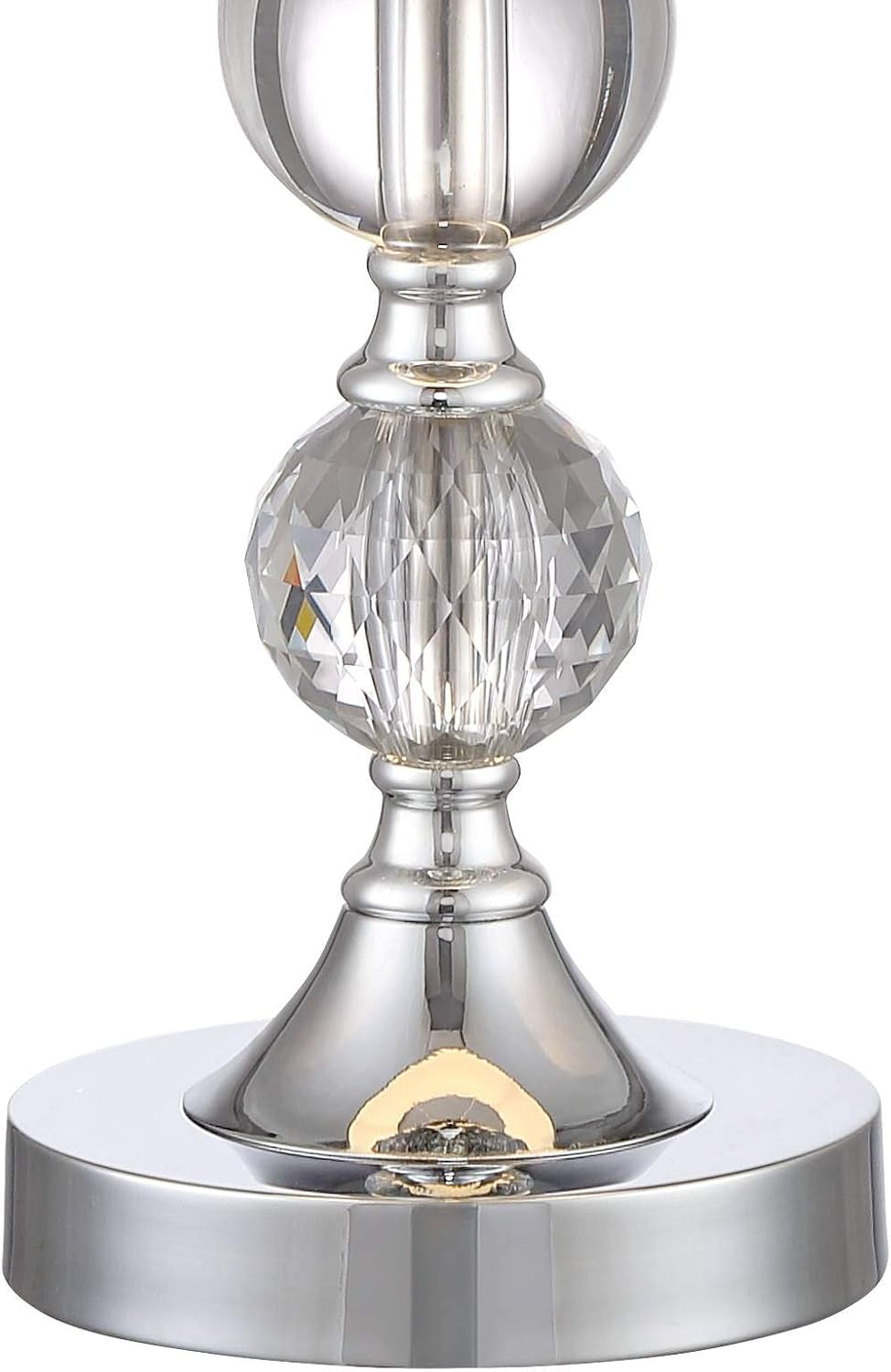 Solange 25" High Modern Glam Luxury Table Lamps Set of 2 Silver Finish Stacked Crystal White Shade Living Room Bedroom Bedside Nightstand House Office Home Reading Kitchen Entryway